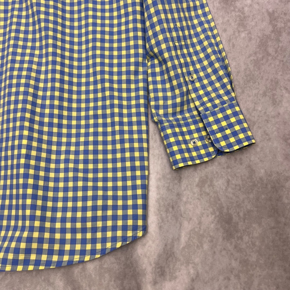 Donald Ross Button Down Men XXL Blue Yellow Gingham Check Long Sleeve Excellent - Picture 10 of 13